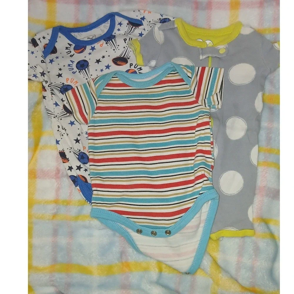 Baby Boy Lot Carters Puma NB 0-3M Bodysuits Romper Socks 13pc (some are NWT)